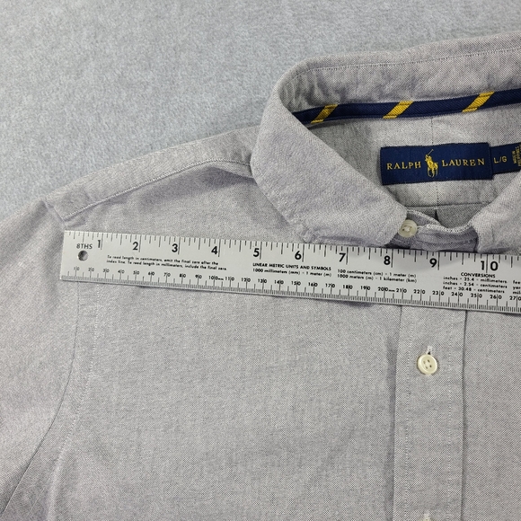 Ralph Lauren Mens Large Button Down Shirt LS Gray Flesh Pony - Picture 7 of 14